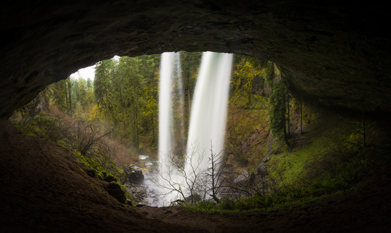 Looking Out from Behind the Waterfall – Oregon’s North Falls